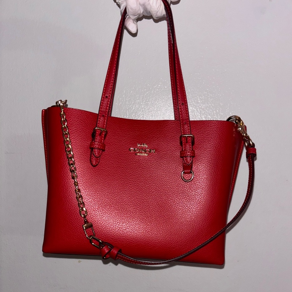 COACH Mollie Tote Bag 25 in Red Apple + Gold ( C4084 )       NWOT